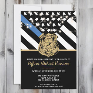 Invitation Diplôme de police Officier de police bleu