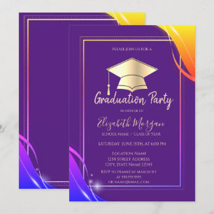 Invitation Diplôme de violet Casquette de deuxième année du c