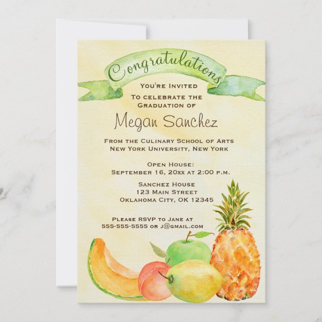 Invitation Diplôme d'études culinaires (Devant)