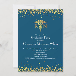 Invitation Diplôme d'études en soins infirmiers Gold Blue