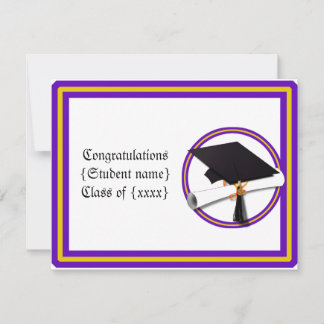 Invitation Diplôme d'études supérieures Couleurs violet et or