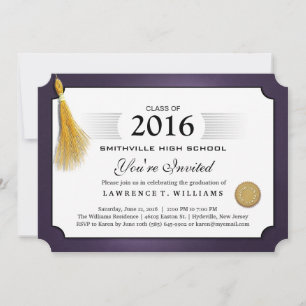 Invitation Diplôme d'études supérieures Purple & Gold