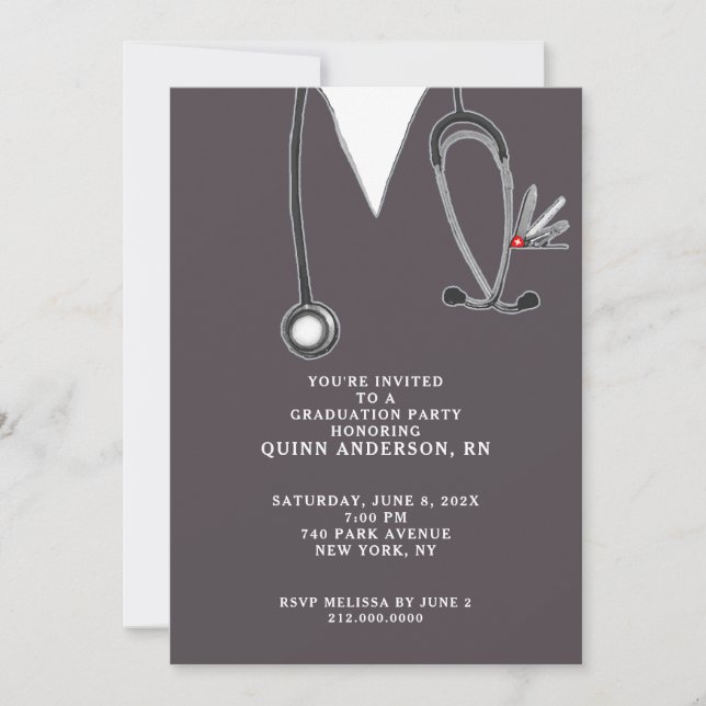 Invitation Diplôme d'infirmière École d'infirmières (Devant)