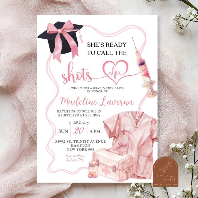 Invitation Diplôme d'infirmière médicale à ruban rose (Créateur téléchargé)
