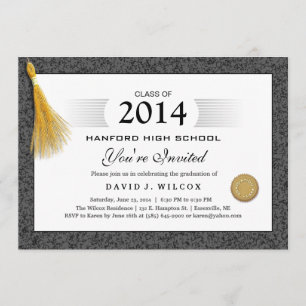 Invitation Diplôme d'Motif noir et manteau d'or