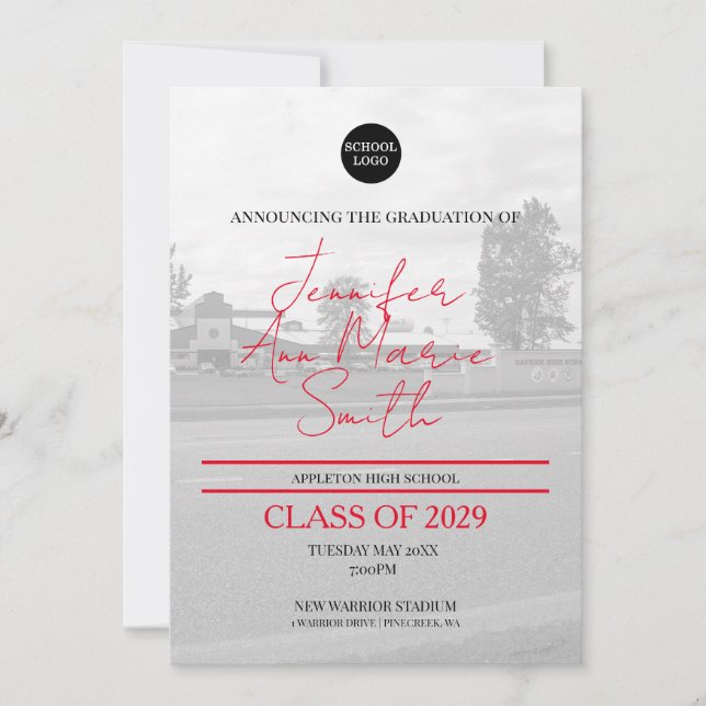 Invitation Diplôme d'or noir personnalisé avec photo arrière (Devant)