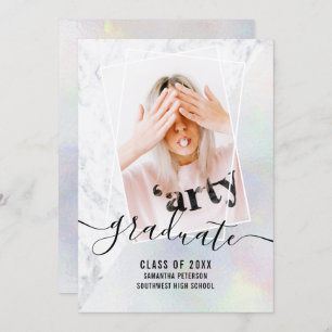 Invitation Diplôme d'un bloc photo en marbre de Pearl nacre