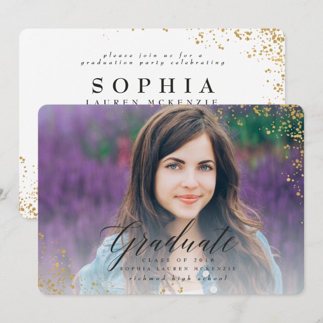 INVITATION DIPLÔMÉ ÉLÉGANT ET MODERNE (Devant / Derrière)