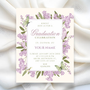 Invitation Diplôme élégant floral pourpre
