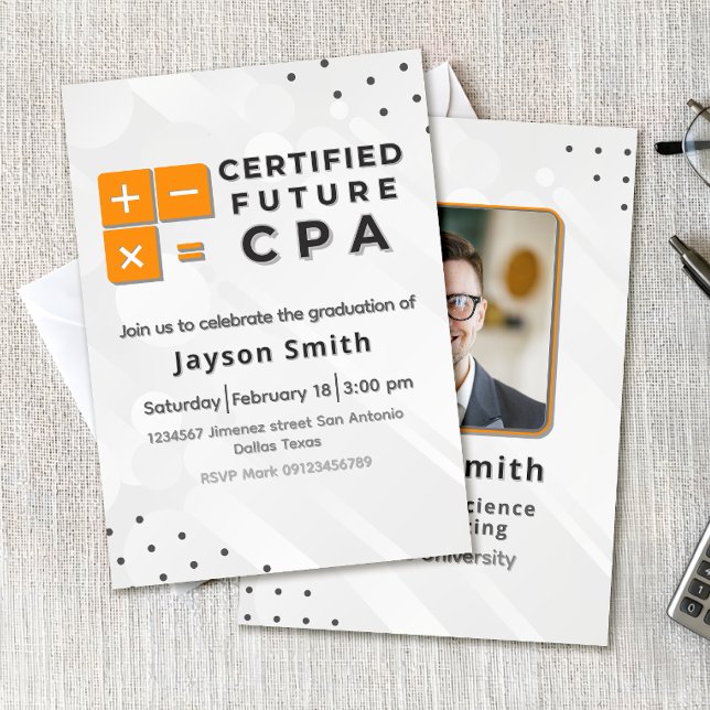 Invitation Diplômé en comptabilité avec photo (Créateur téléchargé)