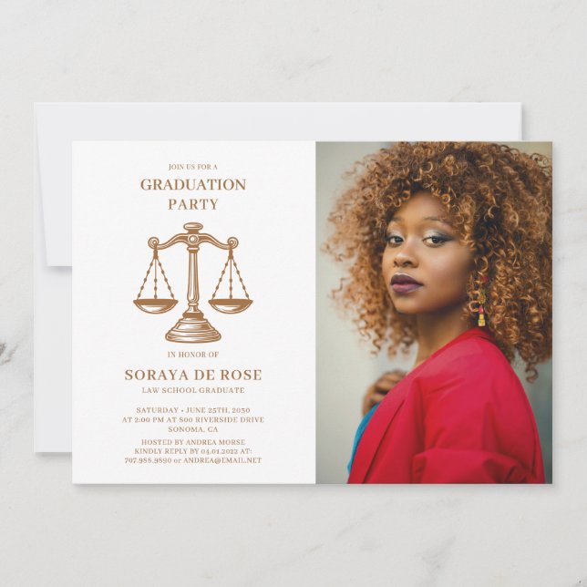 Invitation Diplômé en droit en photo (Devant)