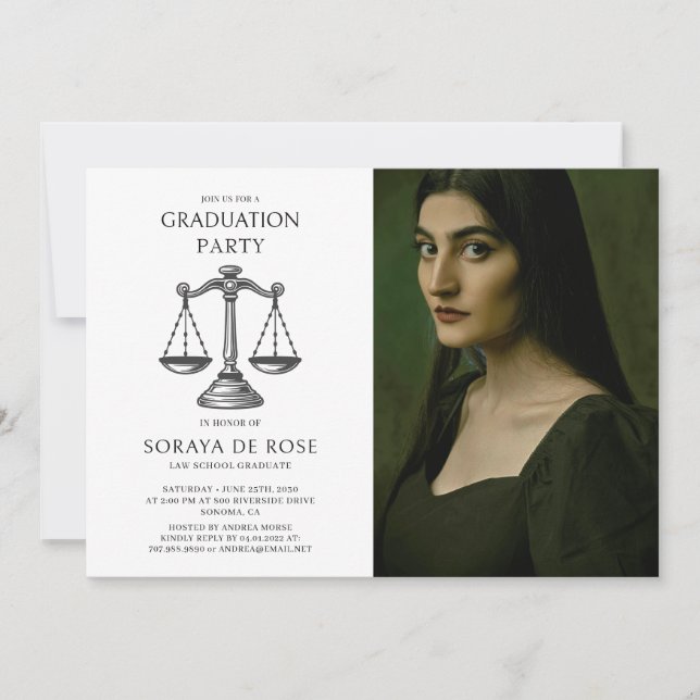 Invitation Diplômé en droit en photo (Devant)