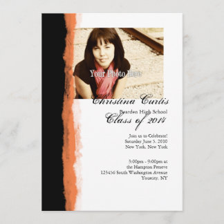 Invitation Diplôme en papier noir et orange
