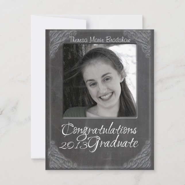 Invitation Diplôme en photo de Chalk Blackboard 2013 (Devant)