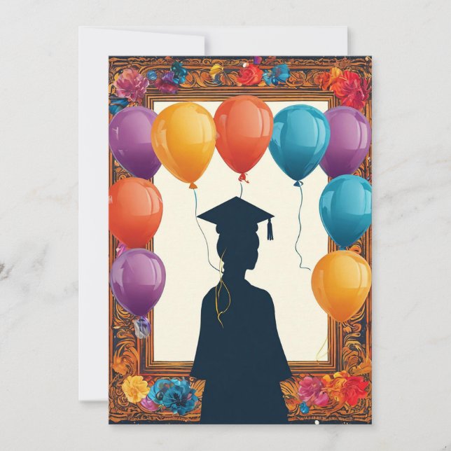 Invitation Diplômé en robe académique vu de dos (Devant)