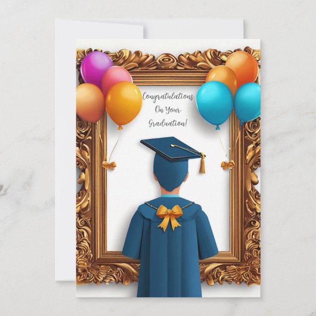 Invitation Diplômé en robe académique vu de dos (Devant)