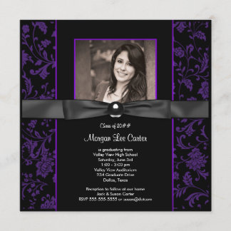 Invitation Diplôme Filles Violet et Noir