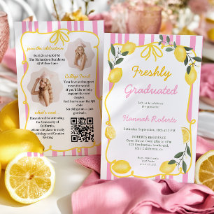 Invitation Diplômé Frais Arc-en-Ciel Rose Jaune Photo QR