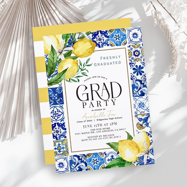 Invitation Diplômé Frais Carrelage Bleu Citron Diplôme (Créateur téléchargé)