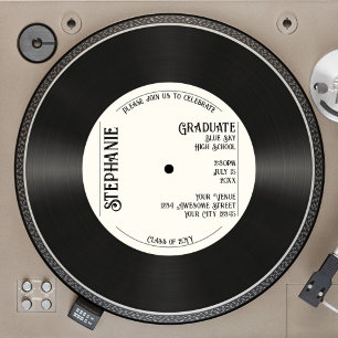 Invitation Diplôme Musique Retro Faux Vinyl