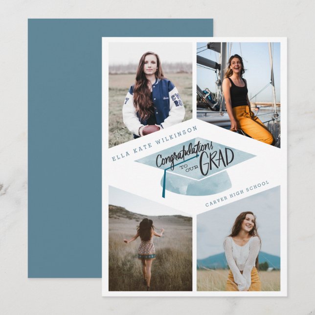 Invitation Diplôme - Notre Diplôme avec Casquette (Devant / Derrière)