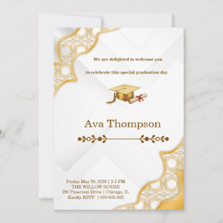Invitation Diplôme Or Élégant