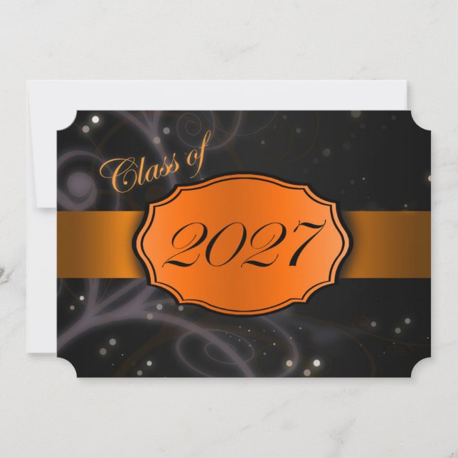 Invitation Diplôme Orange et Noir 2027 (Devant)