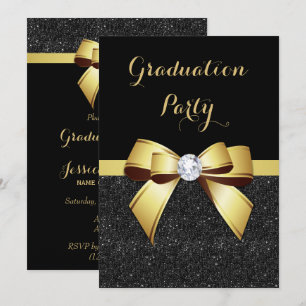 Invitation Diplôme Paillettes et Ruban Gemme Or Glamour