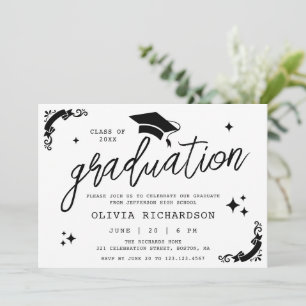 Invitation Diplôme Personnalisé Écriture Élégante Étoiles & C