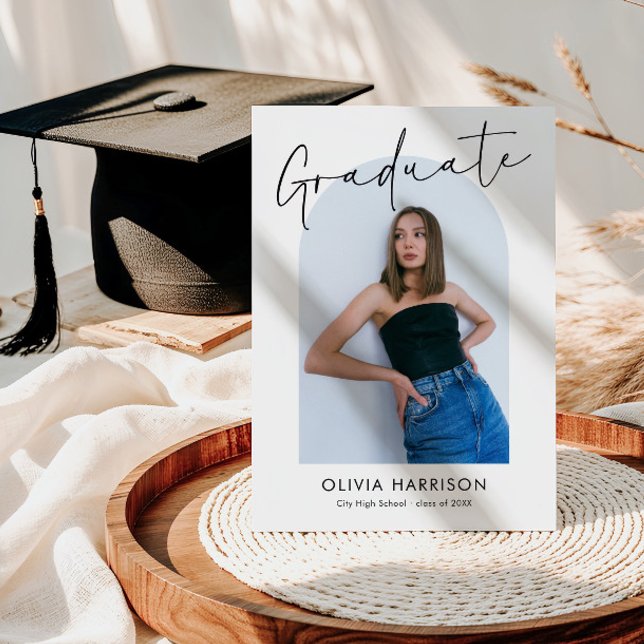 Invitation Diplôme photo Arc de script moderne (Créateur téléchargé)