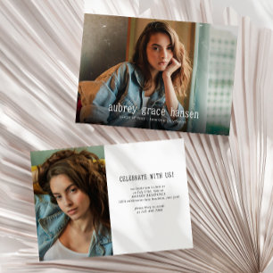 Invitation Diplôme photo minimaliste de typographie