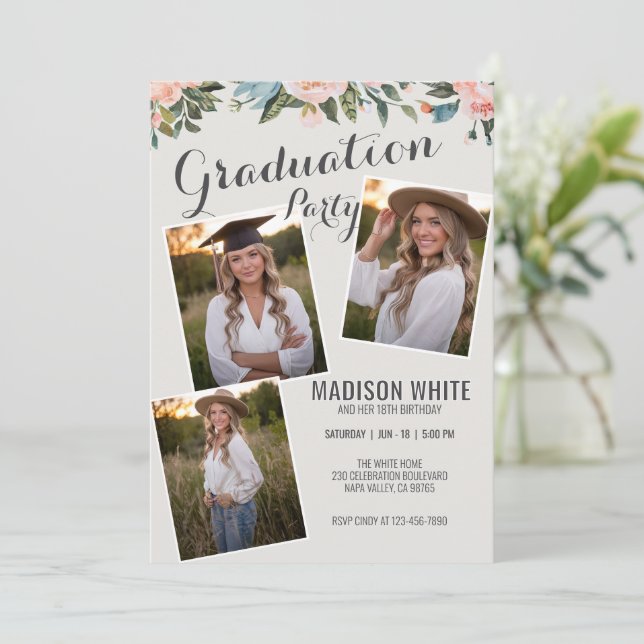 Invitation Diplôme photo modifiable Anniversaire Style Pays (Debout devant)