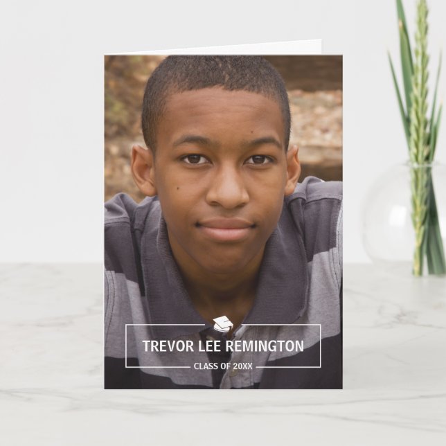 Invitation Diplôme photo simple et moderne plié (Devant)