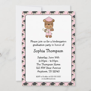 Invitation Diplôme rose Bear Girl