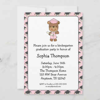 Invitation Diplôme rose Bear Girl