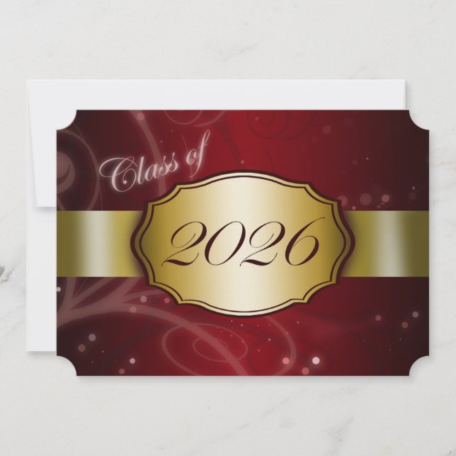 Invitation Diplôme Rouge et Or 2026 (Devant)