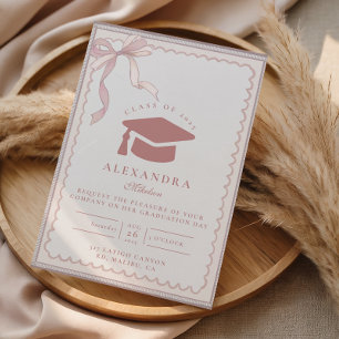 Invitation Diplôme Ruban Coquette Rose