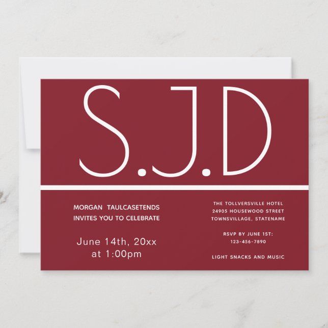 Invitation Diplôme S.J.D. Parti de Graduation Bourgogne (Devant)