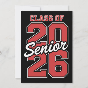 Invitation Diplômé Senior 2026 Rouge Promotion 26 Diplômé