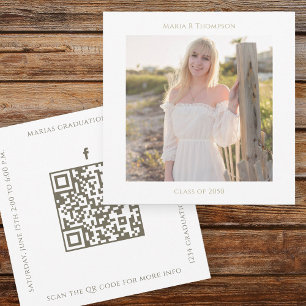 Invitation Diplômé Simple Design Photo Moderne Carré Or
