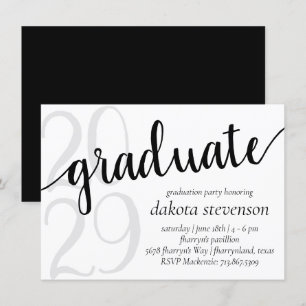 Invitation Diplôme simple   Noir et blanc minimaliste