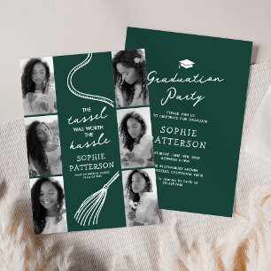 Invitation Diplômé Tassel 6 Photo Verte Fête de Remise des Di