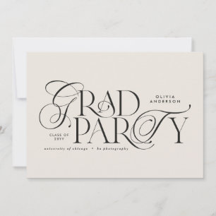 Invitation Diplôme typographie moderne élégante noir & blanc
