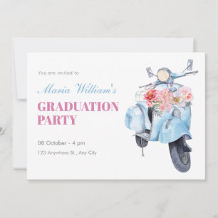 Invitation Diplôme vintage scooter bleu