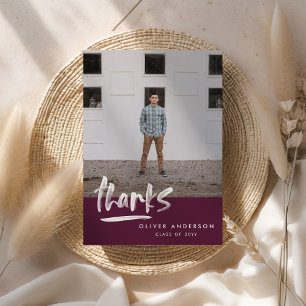 Invitation Diplôme violet script 3 photo merci