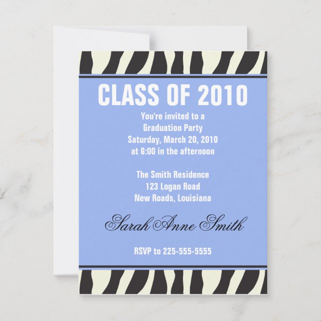 Invitation Diplôme Zebra (Devant)