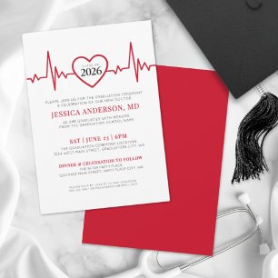 Invitation Diplômée élégante de l'école de médecine en soins 