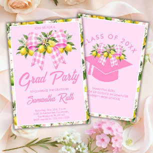 Invitation Diplômée fraîchement sortie Lemon Rose Diplôme