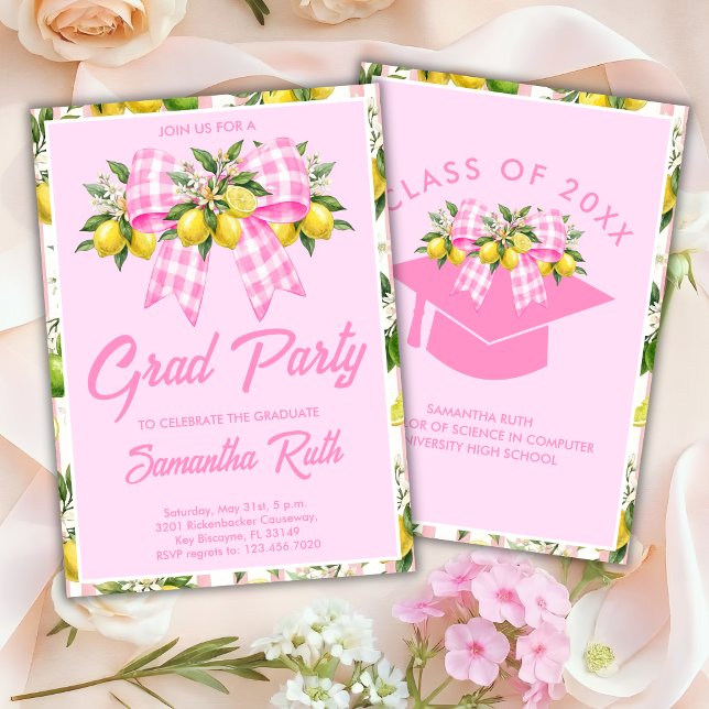 Invitation Diplômée fraîchement sortie Lemon Rose Diplôme (Créateur téléchargé)