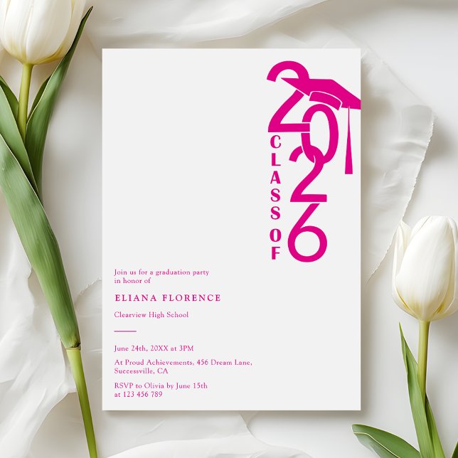 Invitation Diplômée Rose Féminin Promotion 2026 (Créateur téléchargé)